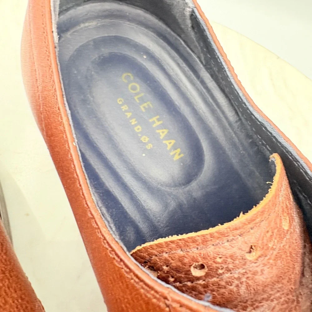Cole Haan Watson Wingtip Oxford Mens 11 Brown Leather Brogue Dress Shoes EUC